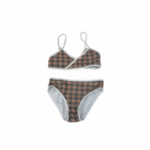 Zomermeisjes Plaid Bikini Swimsuit Kids Suars Suars twee-stuks Swimwear Childre Beach Bathing Suits Designer Boys Lattice Swimming Trunks S1351