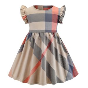 Été filles robes à carreaux de luxe bébé fille sans manches gilet robe mode enfants jupes décontractées enfants princesse jupe