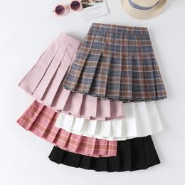 Zomermeisjes geplooide rok mode mode all-purpose stijl korte jurk kinderstijl casual all-match plaid miniekend 240428