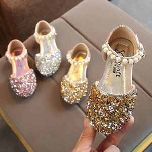 Chaussures des filles d'été perle Mary Janes Flats Fling Chaussures princesse Baby Dance Shoes Kids Sandals Enfants Chaussures de mariage Gol
