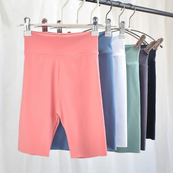 Pantalones cortos de verano para niñas, pantalones deportivos delgados elásticos de cintura alta para niñas, mallas hasta la rodilla para niñas, pantalones de yoga cómodos para entrenamiento para niños 240108