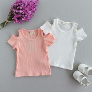 T-shirt des filles d'été 2021 enfants tops t-shirts bébé filles vêtements déchirés vêtements pour tout-petits l2405