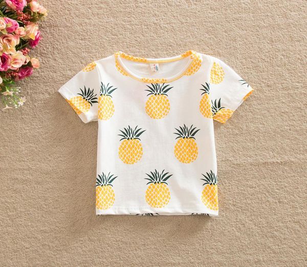 Summer Girls Tops Tshirts Tee Pineapple Imprimé Shirts Pure Cotton Casual Short Sleve New 2017 Kids Tshirt Girl Boys Shirts A614418240