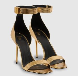 Summer Glamorou Uma Femmes Sandals Chaussures Gold-Tone Talon Lady Pumps Mariage Robe Party Night Gladiator Sandalias With Box EU35-43