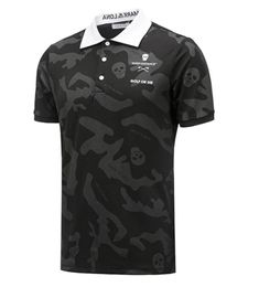 Zomergolfkleding mannen Korte mouw T -shirts Zwart of witte kleuren Camouflage FabricDoor Sport Polos Shirt 22060627244634570464