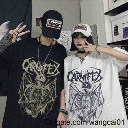 Verano Goth Fa camiseta estética suelta hombres y mujeres camiseta Punk Dark Grunge Streetwear gótico Top camisetas Harajuku y2k ropa 0406H23