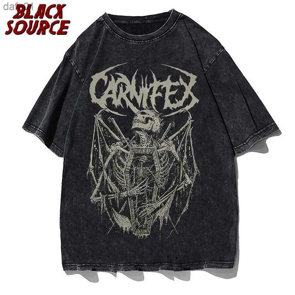 Été Goth T Shirt pour Hommes Esthétique Lâche Unisexe T-shirt Punk Dark Grunge Streetwear Gothique Top Harajuku Coton Vêtements Pour Hommes L230520