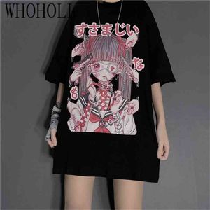 Zomer Gothic Kleding Sexy Vrouwelijke Losse Vrouwen T-shirt Punk Donkere Grunge Streetwear Dames Top Tshirts Harajuku kleding 210720