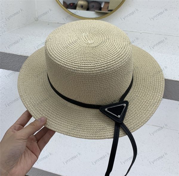 Sombrero de paja de diseñador de trenza de hierba de verano para mujer para hombre Sombreros de sol ajustados planos Marca Diseñadores de moda sólidos Gorra de béisbol Gorras de béisbol Bonnet