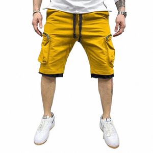 zomer gym sneldrogende shorts casual fitn streetwear heren jogging korte broek heren multi-pocket sport casual hip cargo korte broek s6va #