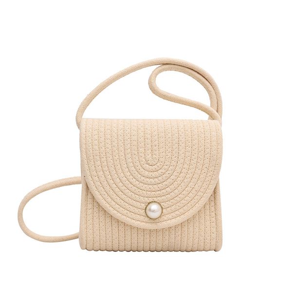 Petit sac à bandoulière en corde de coton tissé à la main pour filles, enveloppe de perles colorées douces, tendance, été