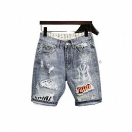 Verano Harajuku Fi Cowboy Blue Jeans Shorts Shorts Ropa de lujo coreana Estilo Cargo Hip-Hop Denim Pantalones cortos Jeans Shorts f1vh #