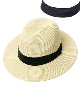 Zomerhoed vrouwen Panama Straw Hat Fedora Beach Vacation Breide Brim Visor Casual Summer Sun Hats For Women4856102