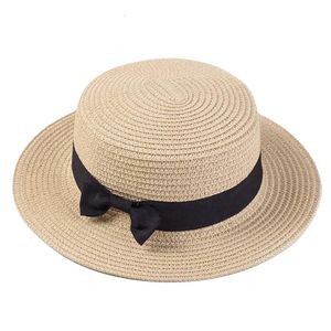 Zomerhoeden voor vrouwen Sun hoed strand dames mode flat brom bowknot panama dame casual zon hoeden voor vrouwen strom hoed 240412