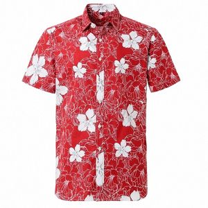 zomer Hawaii Heren Shirts Fr Leaf Gedrukt Korte Mouw Top Revers Single Breasted Zomer Digitale Losse Blouse Straat Mannelijke Tee 16C5 #