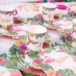 Summer Hawaii Party Disposable Table Valise Flamingo Palm Leaf Hawaiian Birthday Party Supplies Tropical Wedding Decorations