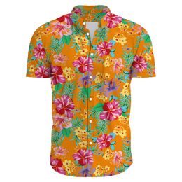 Summer Hawaiian Mens de manga corta Camisas de playa Camisas con estampado floral casual S-3XL Camisa Hawaiana Hombre