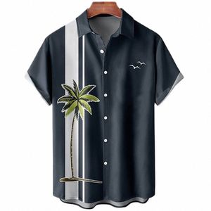 Zomer Hawaiiaans Shirt Heren Cocut Tree Gedrukt Voor Mannen Vakantie Strand Korte Mouw Tops Vintage Kleding Oversized Blouse Streetwe E8dj #