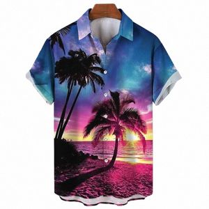 Zomer Hawaiian Shirts Voor Mannen 3D Print Seaside Beach Vacati Shirt Tops Korte Mouw Casual Heren Blouse Camisas i1Gu #