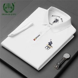 Zomer hoogwaardige katoenen korte mouwen Polo shirts Mens Mens Fashion Simplicity Embroid Casual Loose Business T -shirt mannelijke tops 220614