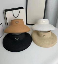 Zomer hoogwaardige luxe dame lege top cap zon vizieren stro hoed weven winddicht letters ontwerp zon hoeden buitenoefening fashio4834456