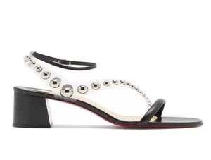 Zomer hoogwaardige sandalen spikten des low hakken voor vrouwen Fashion Classic Open Tenes Knopen Pumps Sandal7867168