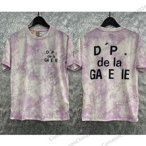 Summer High Street Galleriess Graffiti pintada de graffiti Dept Tie Dyeing Vintage Camiseta de manga corta Mujeres Mensos para hombres Camiseta suelta Tops H68