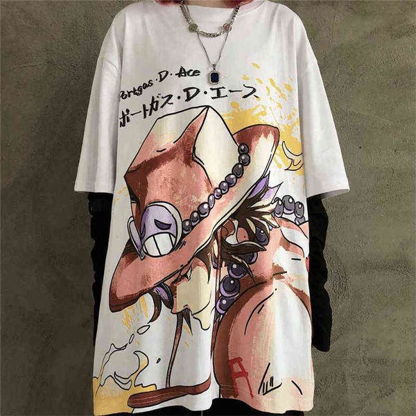 Camiseta de verano High Street para mujer, camisetas lindas de Luffy, camiseta holgada de manga corta de Anime, camisetas de gran tamaño Harajuku para hombre G1222