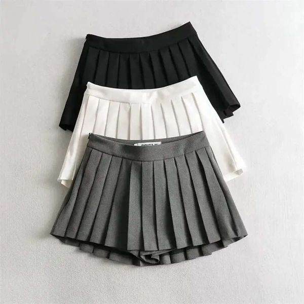 Été taille haute jupes femmes Sexy Mini jupes Vintage jupe plissée coréen Tennis jupes courtes blanc noir 220511 24
