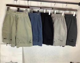 Été Hip Hop hommes shorts Joggers trou cassé pantalon homme pantalon solide coton décontracté court 5 couleurs M-2XL B060201