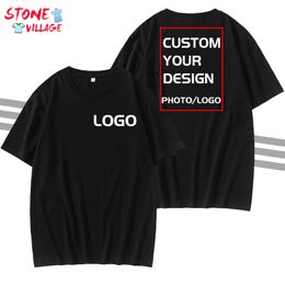 Camiseta de verano Hip Hop para hombre con imagen propia, cuello redondo, Color sólido, ropa informal con hombros caídos, Top de moda de gran tamaño 220722