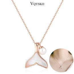 Zomer vakantie shell vis staart hanger vrouwen zeemeermin ketting met parel roestvrij staal dames sleutelbeen ketting sieraden cadeau