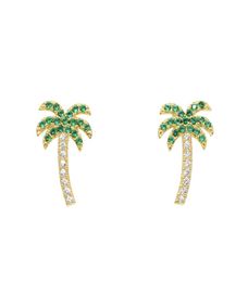 Style de vacances d'été Palme Palme Zircon Boucles d'oreilles Green Coconut Tree Oreads For Women Paveed Mini Clear CZ CHARM BIJOURS GIEDS5166031