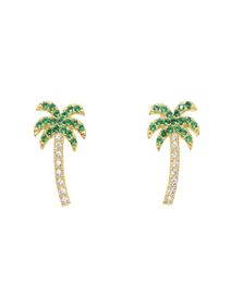 Style de vacances d'été Palme Palme Zircon Boucles d'oreilles Green Coconut Tree Oreads For Women Paveed Mini Clear CZ CHARM BIJOURS GIED2820102