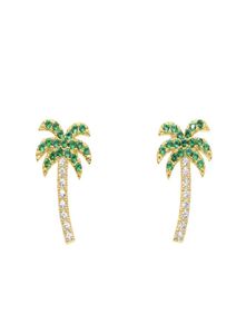 Zomervakantie Stijl Palm Tree Zirkon Stud -oorbellen Groene kokosboomoorbellen voor vrouwen verharde mini Clear CZ Charm Jewelry Gift1170586