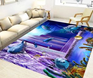 Tapis d'impression du monde sous-marin 3D pour la maison d'été Tapis de jeu pour chambre d'enfant de style bleu Tapis d'escalade de jeu de chambre d'enfant de 6 mmRugs3425107