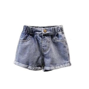 Jeans chauds d'été pour les enfants pour les enfants enfants décontractés de taille élastique pantalon court coton adolescent mignon short bleu 8 12 Y L2405