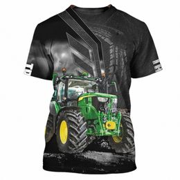 Été Vente chaude Modèle de tracteur agricole T-shirt pour hommes Chauffeur de camion Tendance Persality Tough Guy Séchage rapide O-cou à manches courtes Top h2gu #