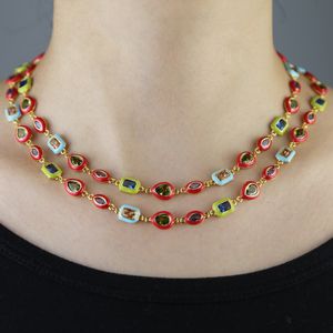 Collier ras du cou en émail coloré néon pour femmes et filles, bijoux géométriques en forme de perles CZ, offre spéciale d'été