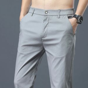 Zomer ijs zijden heren golfbroek hoogwaardige elasticiteit mode casual ademende broek 240411