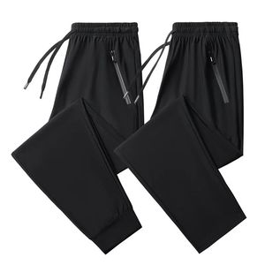 Pantalon d'été en soie glacée pour hommes, pantalon de sport élastique à Angle droit, décontracté, grande taille, séchage rapide, 240323