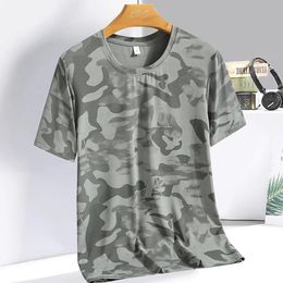 Zomerijs Silk T-shirt Camo Personaliseerde Europese Amerikaanse Britse windsnelheid Dry Short Sleeve T-shirt 240425