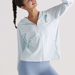 Veste de yoga d'été avec protection solaire pour femme - LU-03 - Protection UV - À capuche - Légère - Ample - Séchage rapide - Respirant - Manteau d'extérieur pour la pêche