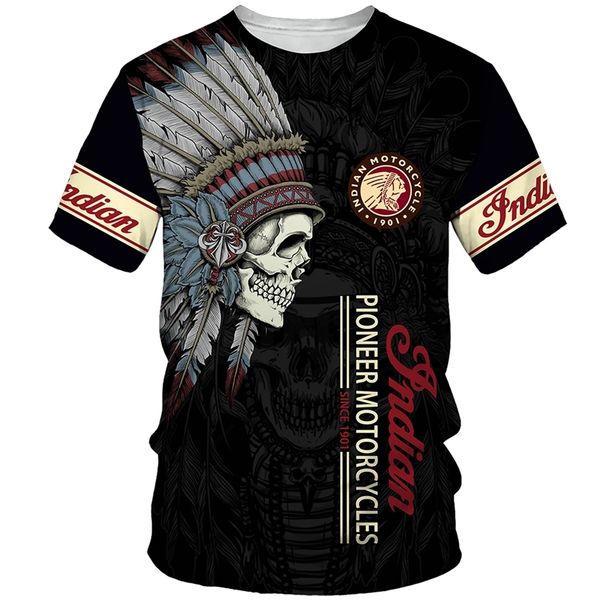 Été Style indien imprimé T-shirt hommes vêtements de sport en plein air décontracté surdimensionné séchage rapide graphique moto t-shirts hauts vêtements unisexe 220531