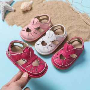 Zomer baby babymeisjes anti-botsing peuter schoenen houden van zachte bodem echte lederen kinderen kinderen strand sandalen L2405