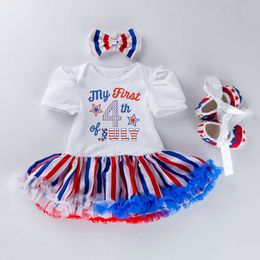 Zomer baby/peuter bedrukte gaasjurk onafhankelijkheid dag 4 juli baby set baby harper jurk