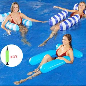 Été gonflable pliable filet flottant rangée de banc de natation flotte matelas d'air marelles de plage de plage