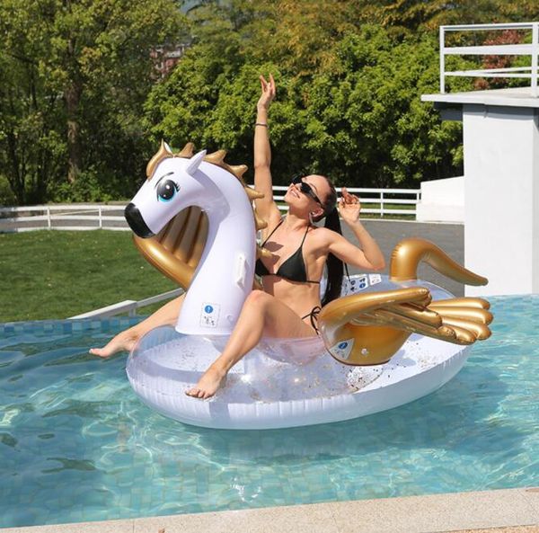 Été gonflable pegasus float nat natation piscine plage de plage de semis Unicorne