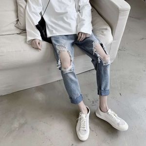 Jean d'été perforé pour hommes, personnalisé sur Instagram, genou, cuisse, ample, court, Original, Style Su, pantalon de mendiant pour Couple