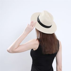 Zomer jazz stro hoeden vrouwen mannen Panama brede rand hoed heren mode strand cap meisjes reizen zon hoed dames sunhat paar caps nieuw